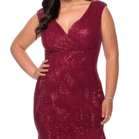 NWT La Femme 28962SC Sequin Prom Dress Red Size 12W - Picture 2 of 5
